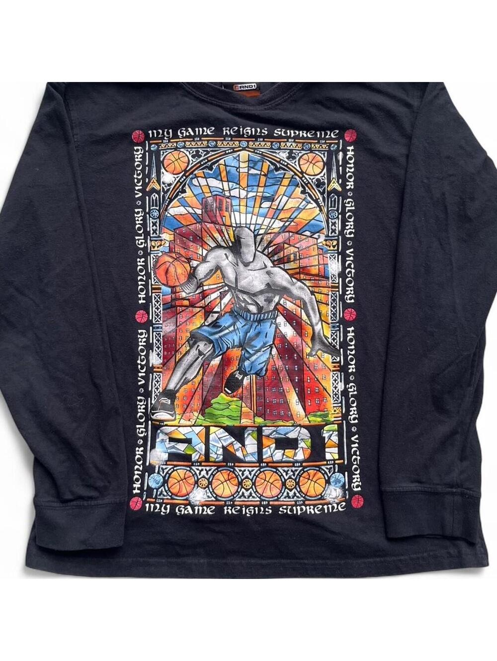 AND1 Stained Glass Dribbling Graphic Kids Medium Long Sleeve